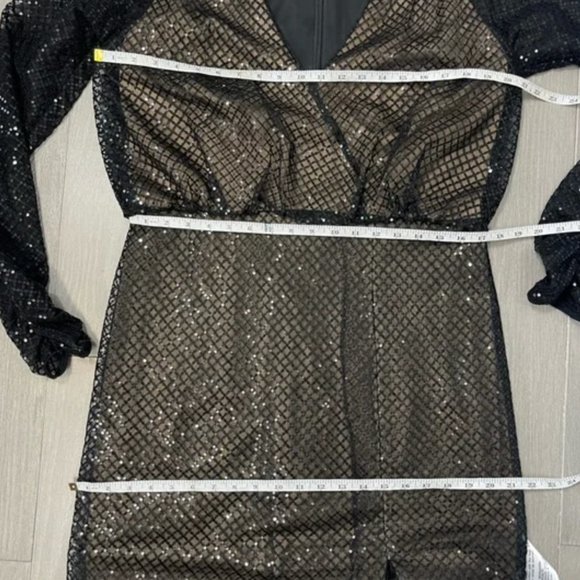 NWT Tadashi Shoji Samira Black/Nude Sequin gown - Size 14 - Picture 12 of 13